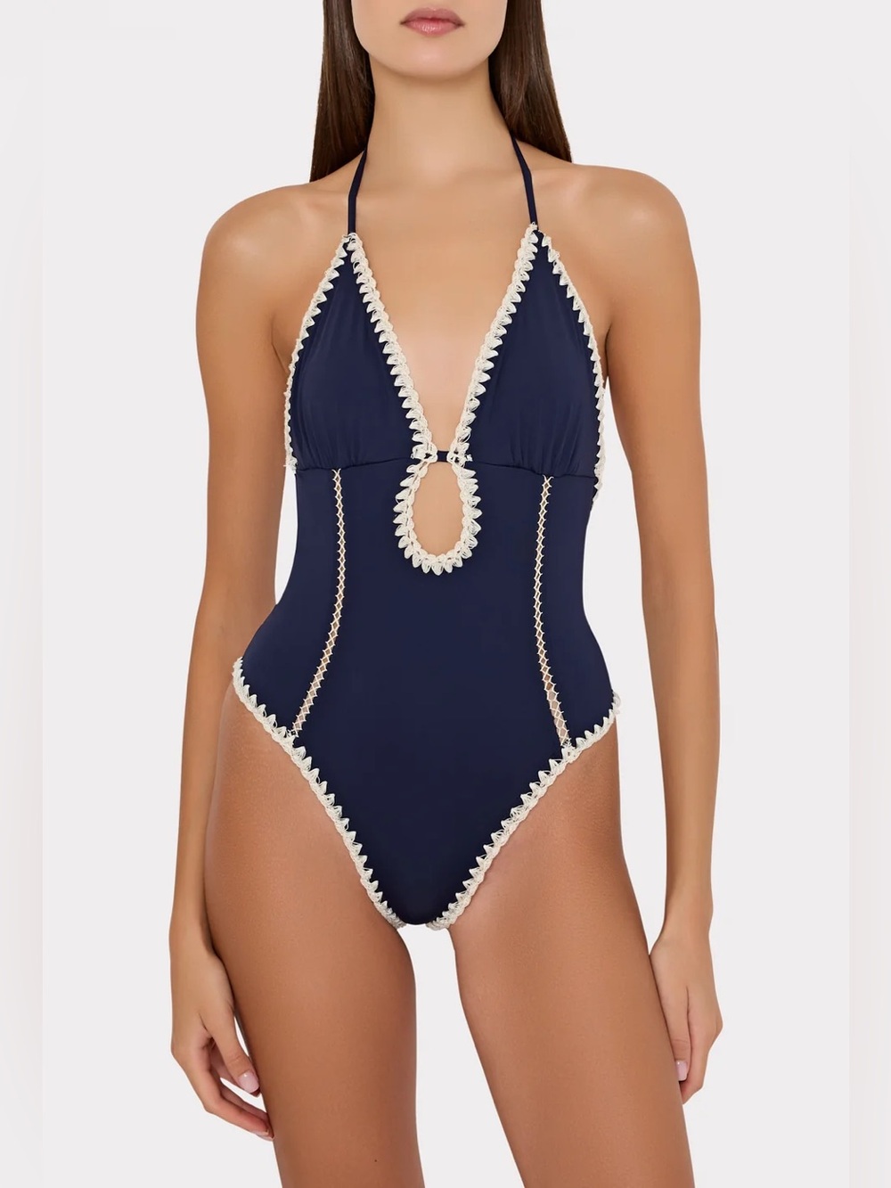 NWT MILLY Cutout Crochet Trim One-Piece
